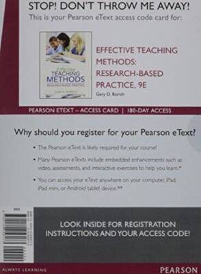 Effective Teaching Methods: Research-Based Practice, Enhanced Pearso - VERY GOOD