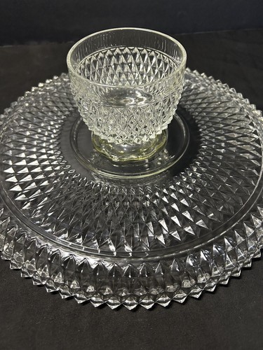 Vintage Indiana Glass Diamond Point Clear 12" Crystal Cake Stand\Pedestal - Picture 8 of 9