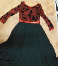 NWT Glittered Liturgical dress Showchoir Praise Dance 3/4 Sleeve Ladies Smll