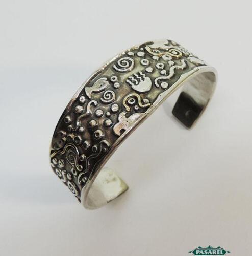 Brazalete de plata esterlina y oro amarillo de 14 K - Imagen 3 de 6