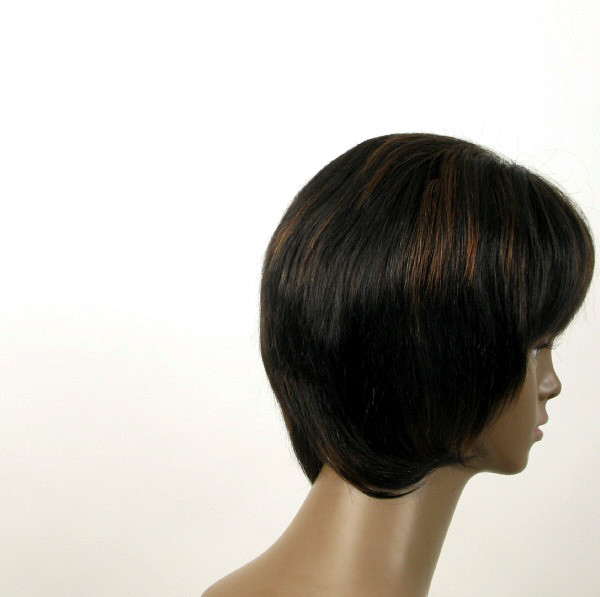 Perruque Afro 100% Cheveux Naturels - Noir/cuivré Méché - Kit Complet Avec Bonnet Réglable