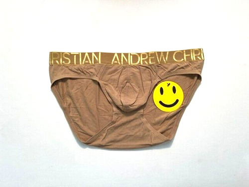 Andrew Christian Gr. L Modal/Rayon Slip - hellbraun/gold - geräumiges Etui - Bild 4 von 11
