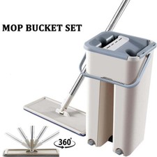 MAGICAL Mop and Bucket Set Multi-Functional Wash & Dry Flat Squeeze 360°+2 Pads