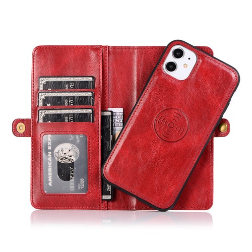For iPhone 16e/15/14/13/12/11 XR SE Removable Wallet Case Multi Card Flip Cover - Picture 35 of 43