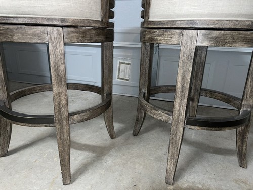 Barstool Set (2) Treated Wood And Iron Finish - Picture 2 of 2