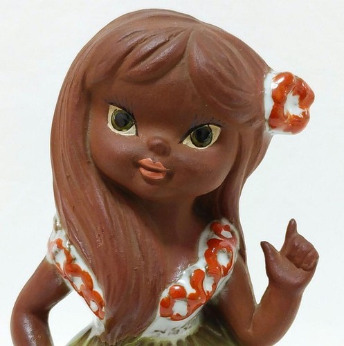Vintage Hawaiian Ceramic Hula Dancer Girl Figurine Original 1960s Maui Hula Doll