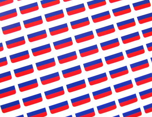 Small Mini 16x10mm Russia Russian Durable Plastic Flag Stickers Sticky Labels