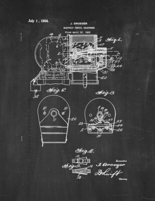 Electric Pencil Sharpener Patent Print Chalkboard | eBay