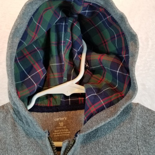 Carter's One Piece Suit Fleece Hooded Size 18 M Gray Plaid Moose Plaid Lined - Picture 6 of 12