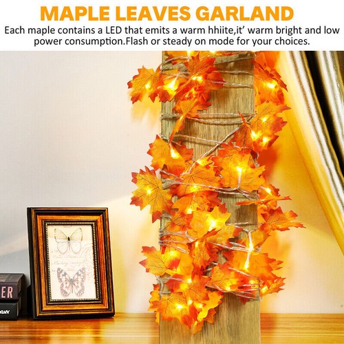 Fall Maple Leaves Battery LED Fairy String Lights Thanksgiving Xmas Party Decor - Picture 6 of 12