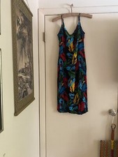 Forever 21 Tropical Hawaiian Coconut Grove Rayon Resort Wear  Slip Dress S