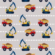 Kids Fabric  Under Construction Truck Stripe Gray  Studio E YARD