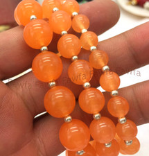 Pretty Natural 8/10/12mm Round Orange Jade Gemstone Beads Elastic Bracelets 7.5"