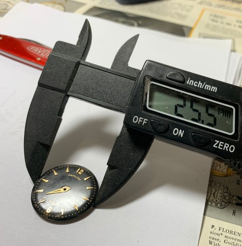 1956 Hamilton Gents Automatic K-407 BLACK Original 25.5mm Dial Dagger Markers!! - Bild 6 von 7