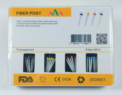 20Pcs Dental Glass Resin Fiber Post Straight 1.0mm 1.2mm 1.4mm 1.6mm + 4 Drills - Picture 4 of 9
