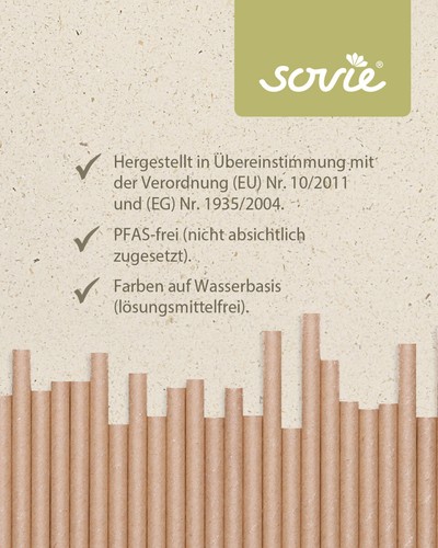 Cannuccia marrone naturale in carta FSC®, Ø 6 mm / 20 cm, 250 pezzi in cartone - Foto 6 di 6