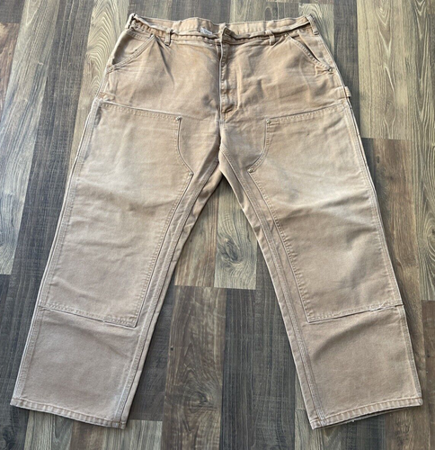 Pantalones Carhartt Doble Rodilla Negros W39 L28 Hechos en EE. UU. *Falta botón - Imagen 3 de 17