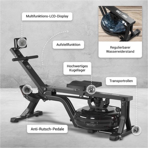 GORILLA SPORTS® Wasser Rudergerät Ruderzugmaschine Rudermaschine Regulierbarer - Bild 3 von 12