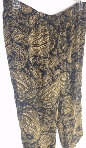 LIZ CLAIBORNE VTG (Reversible) Golden Brown Black Paisley Leopard Pants Plus 2P - Picture 7 of 8