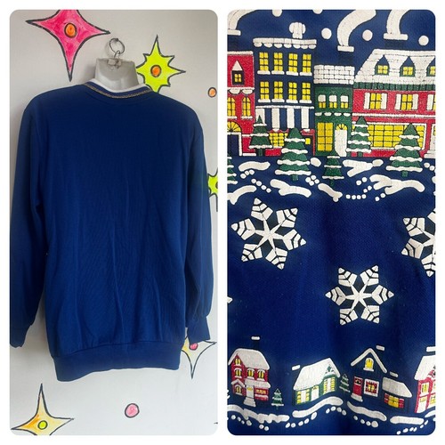Vintage 80s 90s | Puffy Paint Snowflake Xmas Tacky Ugly Christmas Sweater | S - Picture 2 of 3