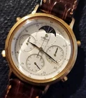 Vintage Seiko MoonPhase Chronograph Goldtone Roman Markers,Quartz & New Band.