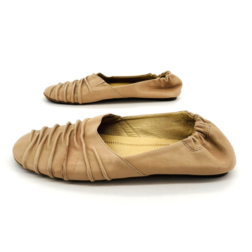 Womens 8.5 Chocolat Blu Caro Beige Pink Leather Ballet Flats Moccasins Slip Ons - Picture 7 of 11