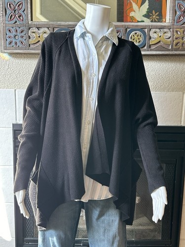 Sweet Romeo High Low hem open front Black Cardigan size M - Picture 9 of 14