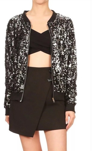 Anna-Kaci Women's Size XX-Large Jacket Long Sleeve Zip Up Sequin Bomber SPARKLE - Picture 10 of 20