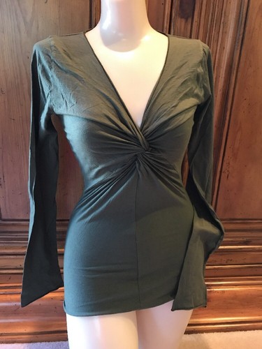 EUC VELVET LS DEEP VNECK SEXY BLOUSE Supersoft Cotton/Lycra Medium - Picture 4 of 12