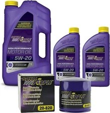 Royal Purple SAE 5W-20 Synthetic Motor Oil – 7 quarts and a 20-820 Oil Filter