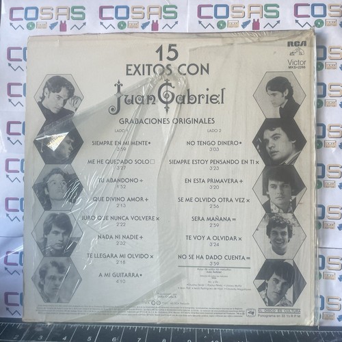 JUAN GABRIEL / Grabaciones Originales/ Vinyl Record 33 Rpm - Picture 2 of 4