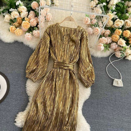 Vestido boho de cintura alta de noche de graduación para mujer manga larga elegante vestido profundo con cuello en V - Imagen 10 de 15