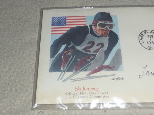 FUNDA FIRMADA FDC LENI RIEFENSTAHL PRIMER DÍA CUBIERTA ESQUÍ SALTO OLÍMPICOS EE. UU. 1980   - Imagen 2 de 5