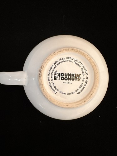 VTG Dunkin Donuts Coffee Tea Mug 2012 White/Orange 16 Oz - Picture 2 of 5