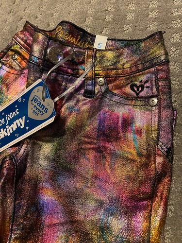 JUSTICE JEANS SUPER SKINNY METALLIC PANTS SIZE 5 NWT RET. 49.50 ADORABLE - Picture 4 of 6
