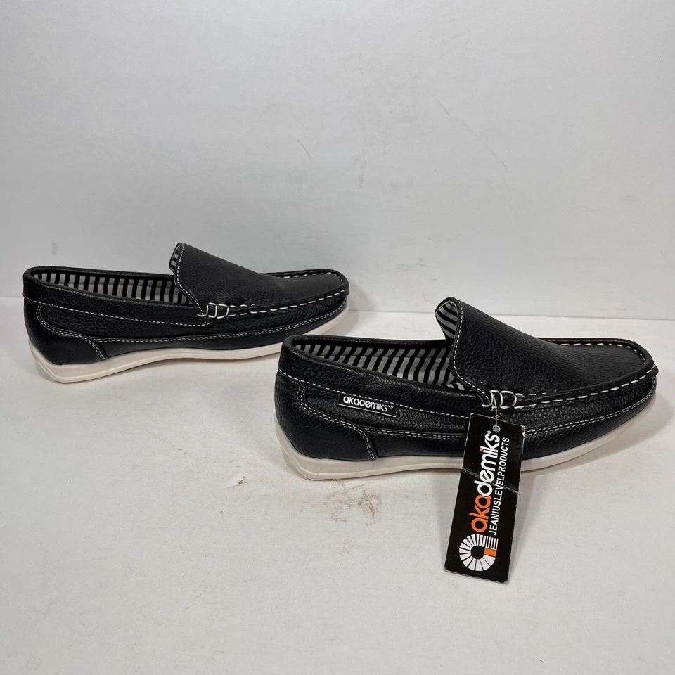 Akademiks Tom-04 Zapatos Niños 1.5 33 Sin Cordones Mocasines Elegantes Niños Negros Foto 3 de 4