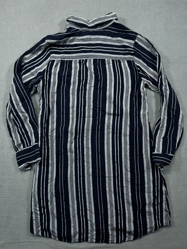 Merona Shirt Dress Womens Small Blue Stripe Long Sleeve Rayon Pockets Ladies - Picture 10 of 10