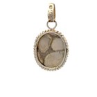 Vintage Sterling Silver White Buffalo Stone Oval Pendant Southwestern Style — photo 3
