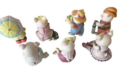 Ceramic Pigs Collection 1994 Set of 6 Bronson Collectibles farmer Ballerina Cowb - Picture 6 of 7