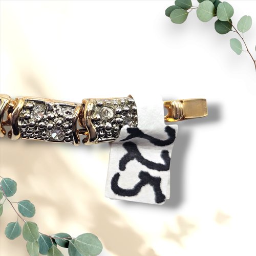Bracciale e orecchini a clip vintage articolati con strass pantera - Foto 4 di 5