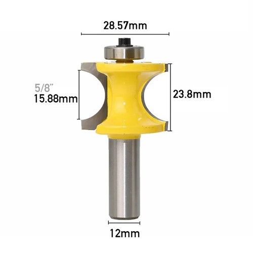 5PC 1/2"Shank Bead Router Bit Set Half Round Bull Nose Radius Bearing, Black - Picture 7 of 10