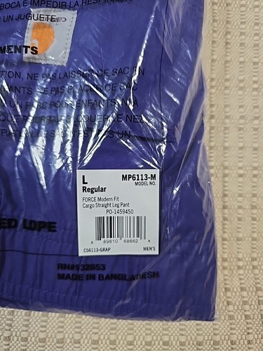 Large Carhartt Men's Force Modern Fit Straight Leg Cargo Pants Scrubs Grape Tall - Picture 9 of 11