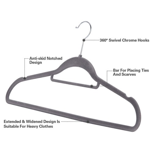 Velvet Hangers 50 Pack, Premium Clothes Hangers Non-Slip Felt Hangers - Picture 5 of 6
