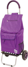 Trolley Dolly Purple Foldable Shopping Cart for Groceries with Wheels and Remova