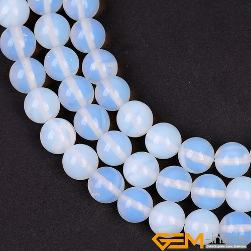 White Opalite Gemstone Round Loose Spacer Beads For Jewelry Making Strand 15" YB - Picture 28 of 34