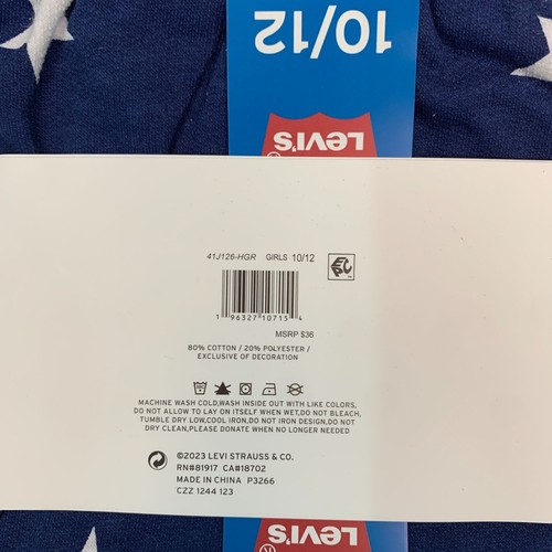 Levi's Girls Youth Shorts 2-pack Knit Shorts Gray and Blue Print Shorts 10/12 - Picture 4 of 5
