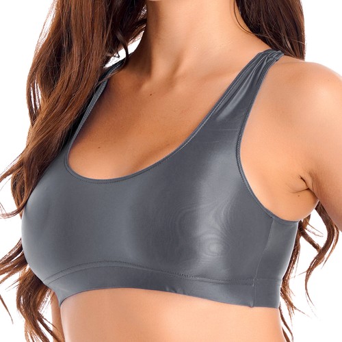 DE Damen Sport Bra Glossy BH Bustier Tops Raceback Crop Tops Push Up Bralette DE - Bild 98 von 108