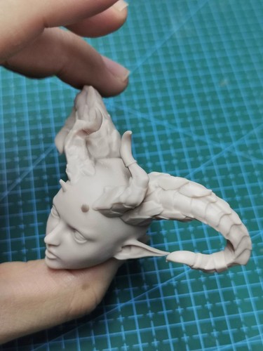 1/6 1/12 1/18 1/24 Unpainted Horned Elf Witch Head Sculpt Model For Figure Body - Picture 6 of 11