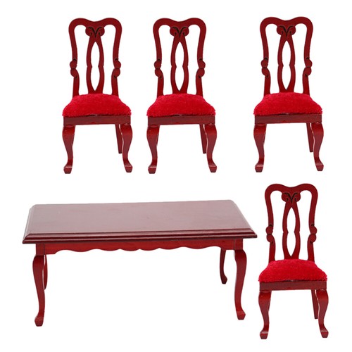 Set 2 Tavolo Casa delle Bambole Sedia Retrò Set Sedia Sala da Pranzo Bambino - Foto 4 di 12