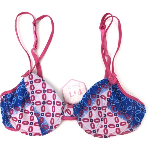 Peeping Tom Underwire Bra Size 34B Pink & Blue Print Double String Straps NWT - Picture 1 of 7
